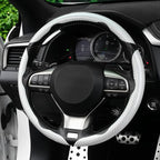 3pcs Carbon Fiber Anti-Skid Steering Wheel Cover, Waterproof Design, Universal Fit for 14-16 Inch Car Wheel Cover, Interior Car Accessories for Jeeps, SUVs, Trucks (Glossy White)