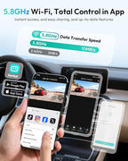 4K Dash Cam Front and Rear, 170° Ultra Wide 4K+2K Dashcam with ADAS, Night Vision, 24/7 Parking Mode, IMX415 STARVIS Sensor, WDR, 5.8GHz WiFi, Built-in GPS, Loop Recording (No SD Card)