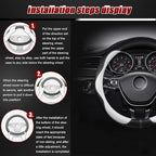Steering Wheel Cover, Non-Slip Breathable Comfort PU Imitation Leather Cute Car Accessories for Women Girl, Universal Protector in All Season 15 inch Fit Most Car(White)