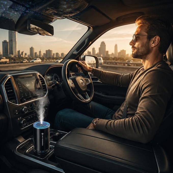 Portable Waterless Essential Oil Diffuser for Car Home, 50ml Nano Scent Nebulizer with 3 Adjustable Mist Levels, Rechargeable Plant-Based Fragrance Diffuser for Office Travel (Ocean)