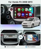 8 CORE 6G+128G Car Radio for Honda Fit 2008-2013 with Wireless CarPlay/Android Auto, 10.1” 1280 * 720P IPS Touch Screen Stereo Android 13 GPS WiFi Bluetooth DSP SWC + HD Backup Camera