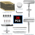 Universal Tire Repair Kit, Heavy Duty Car Emergency Tool Kit for Flat Tire Puncture Repair, 36 Pcs Value Pack, Tire Plug Kit fit for Autos, Cars, Motorcycles, Trucks, RVs, etc.