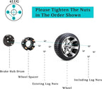 2 Inch Golf Cart Wheel Spacers Kit with Lug Nuts - for Yamaha,Club Car,EZGO, 4x4 Bolt Pattern, 68mm Hub Bore, 1/2-20 Studs, CNC Aluminum, 4 Pack Wheel Hub Adapters