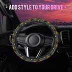 Yellow Wildflower Steering Wheel Cover for Women Men Neoprene Breathable Vintage Floral Wheel Cover Protector Anti-Slip Car Accessories Universal 15 Inch Fit for Cars Trucks Vehicles