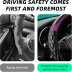 Car Steering Wheel Cover, 14.5-15inch Leather Anti-Slip Car Wheel Cover Protector, Safety Comfortable Desgin, Universal Auto Steering Wheels Accessories for Cars Truck SUV (Purple)