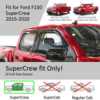 Voron Glass in-Channel Extra Durable Rain Guards for Trucks Ford F150 2015-2020 SuperCrew (fit for Ford F250-F550 17-22), Window Deflectors, Vent Window Visors, 4 Pieces - 220018