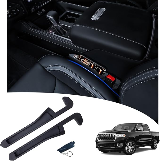 Half-Sized Seat Gap Filler Compatible with 2019-2026 RAM 1500 2500 3500| Zero Obstruction to Lower Center Console Storage | Anti-Drop Organizer | Window Breaker Interior Accessories