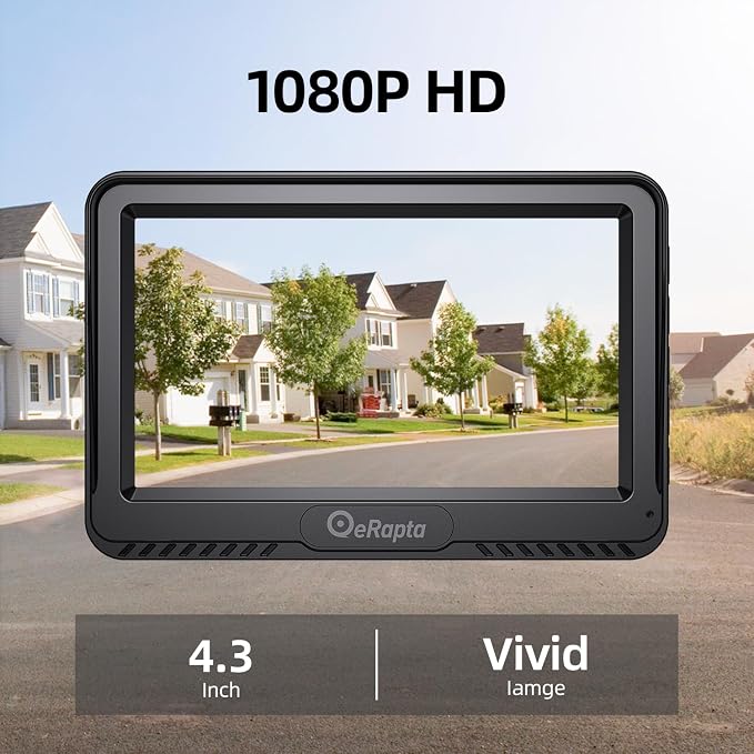 Backup Camera 4.3' HD 1080P Front Rear View Monitor kit IP69 Waterproof Night Vision DIY Grid Lines for Car Trucks RVs Tractors Bus Semi-Trailers Pickup A43