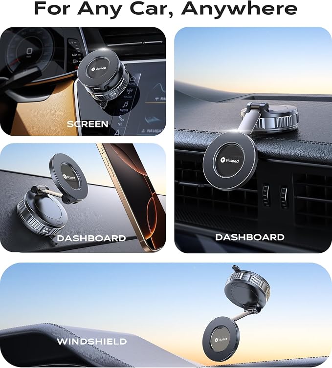 2026 Upgraded Car Phone Holder for Magsafe Car Mount [85 LBS Strongest Suction] Vacuum Magnetic Phone Holders for Your Car 360° Adjustable Car Phone Mount for iPhone 17 Pro Max 16 15 14 13 12