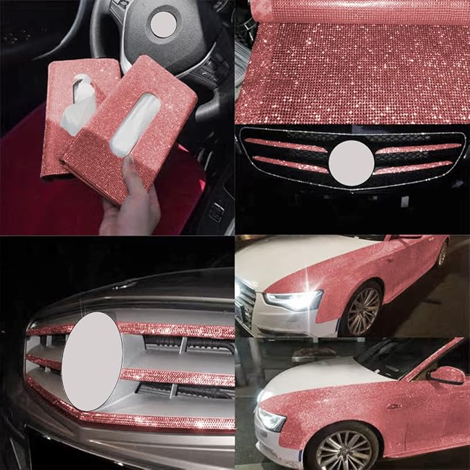 4PCS Bling Car Door Edge Guards Protector, Diamond Auto Side Door Anti-Collision Crash Strip Sticker, Crystals Vehicle Anti-Scratch Bumper Tape, Universal for SUV Truck Pickup (Red)