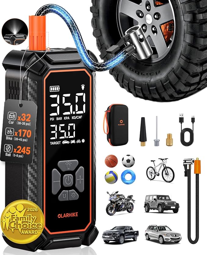 Cordless Tire Inflator Portable Air Compressor, 3X Fast Inflation,12000mAh Battery, Air Pump for Car Tires, Pickups, SUVs, Electric Pump with Digital Pressure Gauge/Auto Shuttoff, Gift Ideas