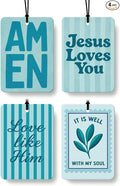 Mint Green Boho Christian Car Air Freshener 4 Pcs for Women Girls | Religious Car Accessories Mirror Decor, Mint Green Christian Hanging Air Freshener for Cars Closet Drawer Books