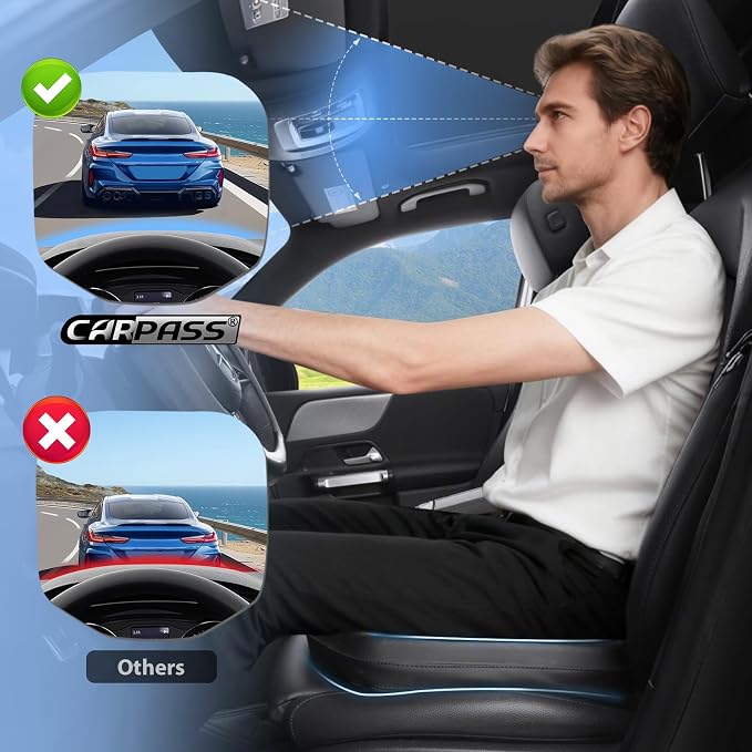 Leather Car Seat Cushion, Comfortable Memory Foam Seat Cushions for Driving Waterproof Adult Booster Seat Cushion for Cars, Truck Driver Automotive SUV Office Chair, Hand-held, 3 Inches Black