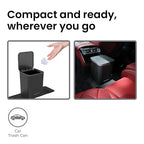 Mini Car Trash Can with Press Lid, 3L / 0.79 Gallon Small Garbage Bin, Foldable Leak-Resistant Design with Weighted Non-Slip Base for Car Floor & Center Console (Black)