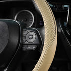 Steering Wheel Cover 14.5-15 inch (37-39 cm) Medium Size, Microfiber Leather, Non-Slip Comfortable Grip, Fits Cars Trucks SUVs, Beige