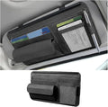 Car Sun Visor Organizer with Zipper Pocket, Multi-Pocket Vehicle Visor Storage Pouch with Card Sleeve, Eyeglasses Holder Box, Auto Interior Sunvisor Organizer Pocket, Universal Fit (Black)
