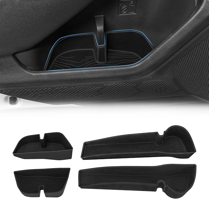 Car Door Storage Box for 2025 Subaru Forester Accessories, Front & Rear Door Side Pocket Organizer with Cup Holder Tray for Car, Non-Slip Door Slot Protective Pad, 4 Pack