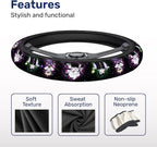 Purple Dark Fantasy Steering Wheel Cover, Polyester Non-Slip Car Wheel Grip, Universal 15 Inch Auto Accessory