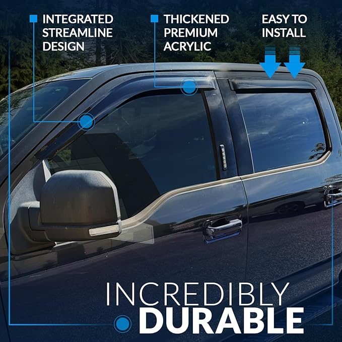 WV-732B Outside Mount Window Visor Deflector Rain Guard Dark Smoke 4-pc Set, Compatible with 2016-2018 Nissan Sentra