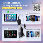 Wireless Carplay Adapter for iPhone, Convert Wired Car play to Wireless, 2 in 1 Plug and Play Mini CarPlay and Android Auto Adapter for iOS 10 Android 11 and Above, Cars with Built-in Carplay (Black)