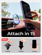 for MagSafe Car Phone Mount -Strong Magnets Magnetic Phone Holders for Your Car 2-in-1 Vent Dashboard Magnet Cell Phones Holder Mounts Car Accessories Gitfs for Men Women fit iPhone, Black | Dash Accents