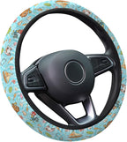 Blue Tropical Ocean Steering Wheel Cover, Polyester Non-Slip Car Wheel Grip, Universal 15 Inch Auto Accessory