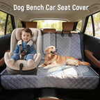 Dog Car Seat Cover for Back Seat, Heavy Duty Nonslip Car Seat Protector for Child Car Seat, Waterproof Bench Seat Cover for Dogs and Kids, Compatible with Armrest, Fits Sedan (Grey)
