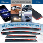 4pcs Smoke Tint with Chrome Trim Outside Mount Tape On/Clip On Style PVC Sun Rain Guard Vent Window Visors Compatible with 15-19 FIT 3-Door Hatchback
