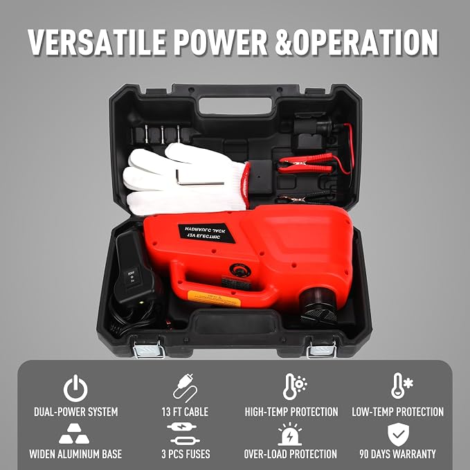 Electric Car Jack 5 Ton/11000lbs 12V Lightweight Hydraulic Car Lift with 6.1-17.7 Inches for SUV Sedan Truck Repair Tools for Tire Change Replacement