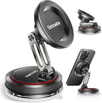 for MagSafe Car Mount [2-Axis Design] Nano Adhesive Gel + Suction Cup Magnetic Phone Holder for Dashboard & Windshield, 360° Adjustable for iPhone 17 16 15 14 13 12 11, Samsung, Matte Black
