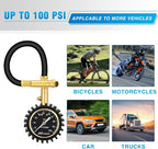 Tire Pressure Gauge 100PSI Heavy Duty Large 2" Glow Dial ANSI B40.1 Certified Air Chucks Accurate Reading with Extended Hose for Truck Semi Truck ATV Motorhome Cars & RV Accessories
