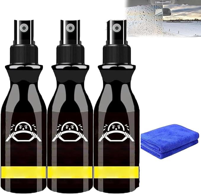 Anti-Fog & Water Repellent Spray, Anti-Fog Car Defogger Glass Cleaner Spray, Glass Coating For Windshield, Water Repellent Sprays for Windows, Windshields, Mirrors (3pcs)