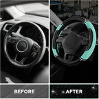 Leather Steering Wheel Cover - Made with PVC Leather - Anti-Slip, Universal Fit 14 1/2 inches to 15 inches - Mint