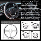 New Diamond Leather Steering Wheel Cover with Bling Bling Crystal Rhinestones, Universal Fit 15 Inch Car Wheel Protector for Women Girls Black with Colorful Diamonds