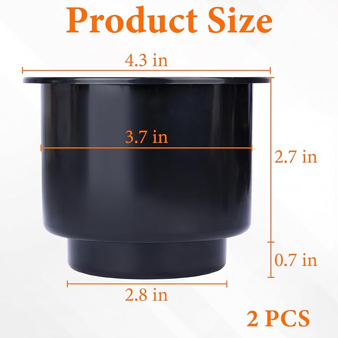 2PCS Cup Holder Insert, Plastic Cupholder Insert for Car, Universal Drop In Cup Holder, Car Seat Cups Holders Replacement for Sofa Boat Rv Couch Golf Cart Truck Poker Table, for 2.8" to 3.7" Cups Base