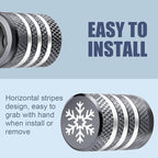 Tire Valve Stem Cap Cover - (5 Pack) Tire Air Caps Metal with Plastic Liner Corrosion Resistant Leak-Proof Snow Snowflake for Car Motorcycle Bike Grey