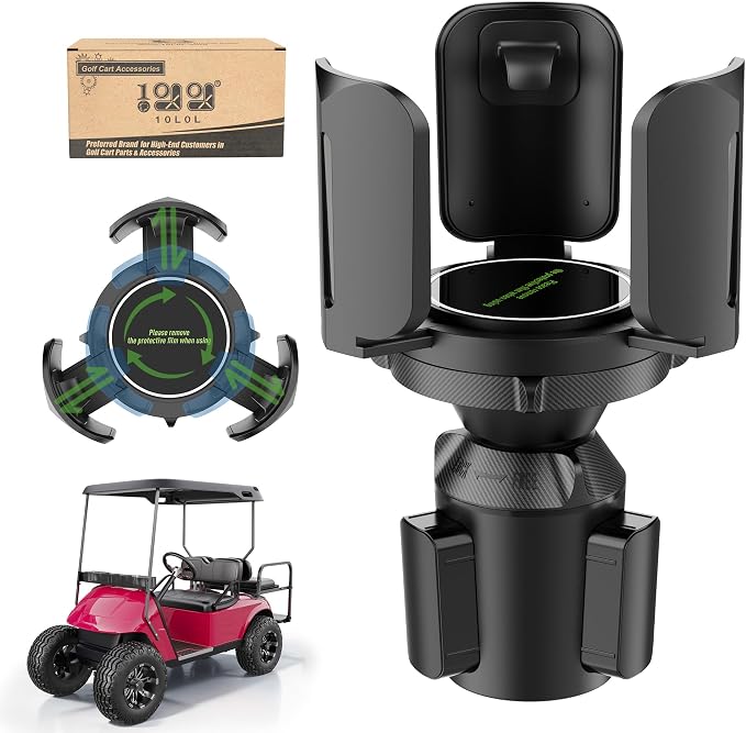 Golf Cart Heater Propane Cup Holder for Yamaha, EZGO, Club Car | Adjustable & Expandable Base Holder Mount for 16.4 oz/1Lb Portable Propane Heater Camping Gas Cylinder and Water Bottle Black