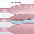 Steering Wheel Cover, Light Blue Patterned & Pink Leather Patchwork Design, Universal Fit 14.5"–15.5", Anti-Slip, Odor-Free, Soft Grain Leather, Durable Grip Car Accessory for Girls & Women