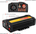 3000W Power Inverter 12v Inverter to 110V DC to AC Converter, 2 x AC Outlets and 2 x 2A USB Car Adapter Power inverters for Vehicles Camping Outdoor Yacht RV