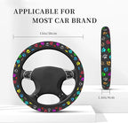 Dog Paw Steering Wheel Cover for Women Men, 15 Inches Colorful Animal Paws Neoprene Anti-Slip Cute Universal Car Steering Wheel Grip Wrap Car Accessories Protective Case Cover for Vehicle Truck SUV