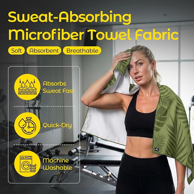Car Seat Towel Cover - Sweat Absorbing Microfiber Towel for Car Seat After Gym, Workout & Beach - Washable Seat Protector, Universal Fit for Cars, Trucks, SUVs - Olive Palm