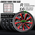 Hubcap Wheel Cover Replacement R16 Hub Caps Universal-Fit Steel Wheel Rim Cover ABS Material Exterior Accessories for Car Truck SUV -Set of 4（16-inch，Red-Black）