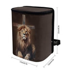 Lion Cross Print Car Trash Can with Lid, Leak Proof Auto Trash Bag Hanging Vehicle Garbage Can Multipurpose Storage Container for Back Seat Road Trip