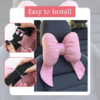 2PCS Cute Bow Car Headrest Pillow,Comfortable & Breathable Car Neck Pillows for Relief Neck Fatigue,Universal Head Rest Pillow for Cars Decoration as Birthday Gifts for Women,Girl (Black/2PCS)