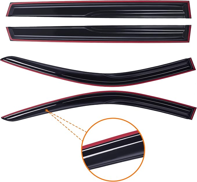 Outside Tape-On Window Rain Guards for Honda CRV 2023 2024 2025 2026 | Shatterproof, Easy Install, Extra Durable, Fits Great, High Quality, Black Auto Accessories, Side Window Deflector & Visors