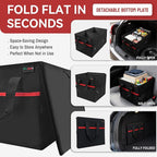 PAT SAM'S Car Trunk Organizer for SUV, Foldable Collapsible Storage Organizer with Dividers, Non-Slip Waterproof 600D Oxford, Backseat & Trunk Storage for Groceries, Tools, Toys (Black)