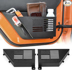 Metal Rear Door Storage Box Compatible with 2007-2018 Jeep Wrangler JK JKU 2/4 Doors, 2 Pack Rear Door Side Insert Organizer Pockets for Jeep Saggy Net Replacement
