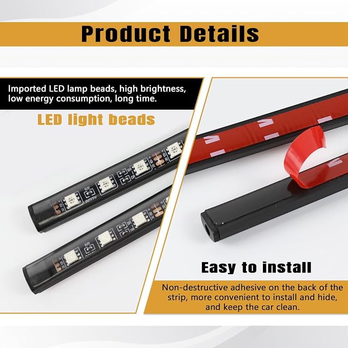 Car LED Strip Light, 12V 24 LED Vehicle Interior Atmosphere Lamps with Cigarette Lighter, Auto Under Dash Ambient Night Light, Universal Car Accessories (Pink Purple, Cigarette Lighter)