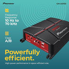 GM-A3702 2-Channel Car Amplifier – 500W Max, Class AB, Bridgeable Design, Automatic Signal Sensing and Turn-on, Built-in high-/Low-Pass Filter