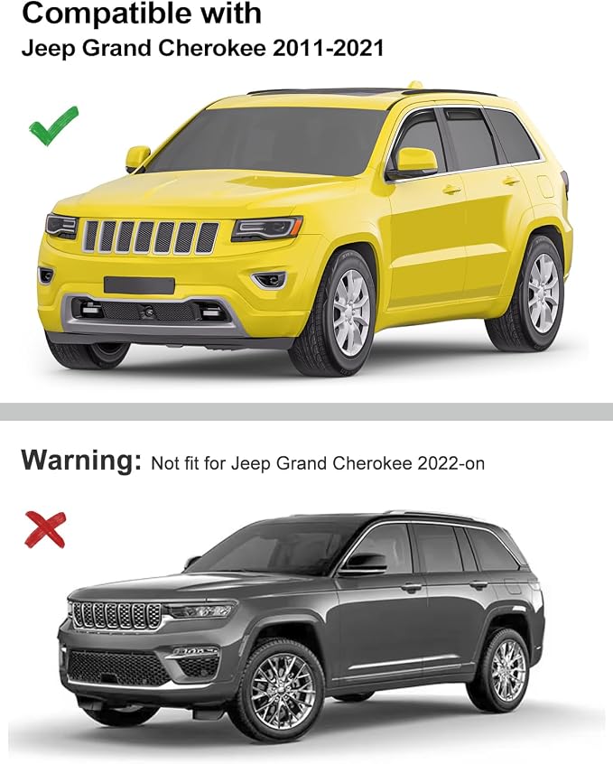 in-Channel Window Rain Guards Fit for Jeep Grand Cherokee 2011-2021,Rain Guards Extra Durable,Side Window Visors Deflectors Vent Visors Vent Shades Car Accessories -4 pcs